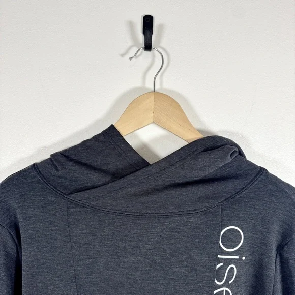 Oiselle Heather Charcoal Hoodie with Logo - Picture 5 of 11